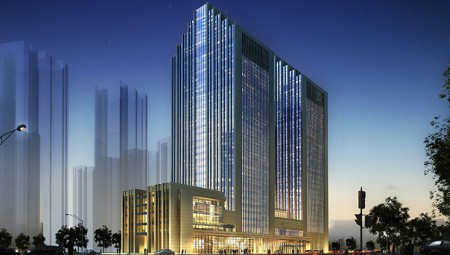 PG电子集团总部夜景图